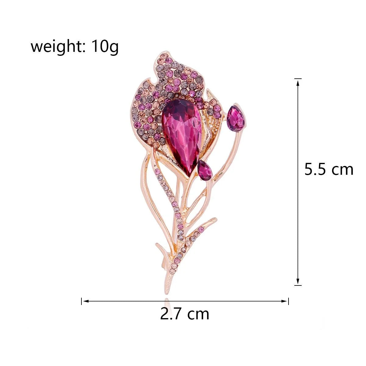 Elegant Pink Rhinestone Feather Brooch Alloy Crystal Leaf Lapel Pin Corsage For Women's Suits Gift
