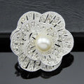 Elegant Rhinestone Pearl Flower Brooch, Alloy Crystal Lapel Pin Corsage For Women Suit Accessory Gift
