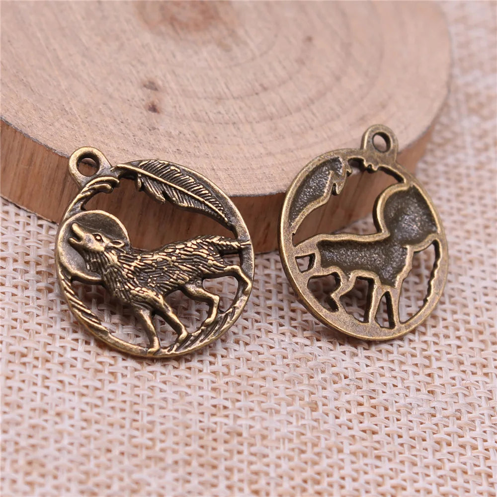 22x22mm 2.3g Zinc Alloy Moon Wolf Charm Pendant for DIY Necklace Bracelet Jewelry Making