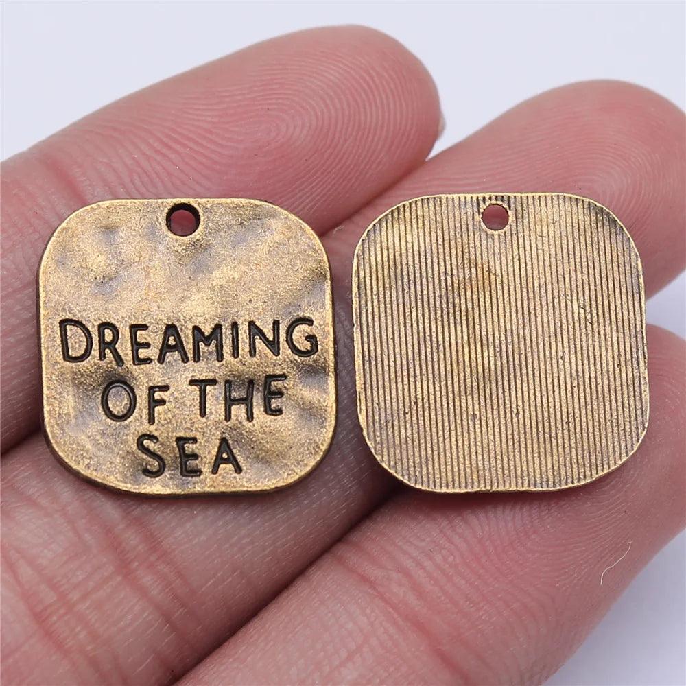 19mm 2.2g Multicolor Zinc Alloy Dreaming Of The Sea Letter Charm Pendant for DIY Ocean Theme Jewelry