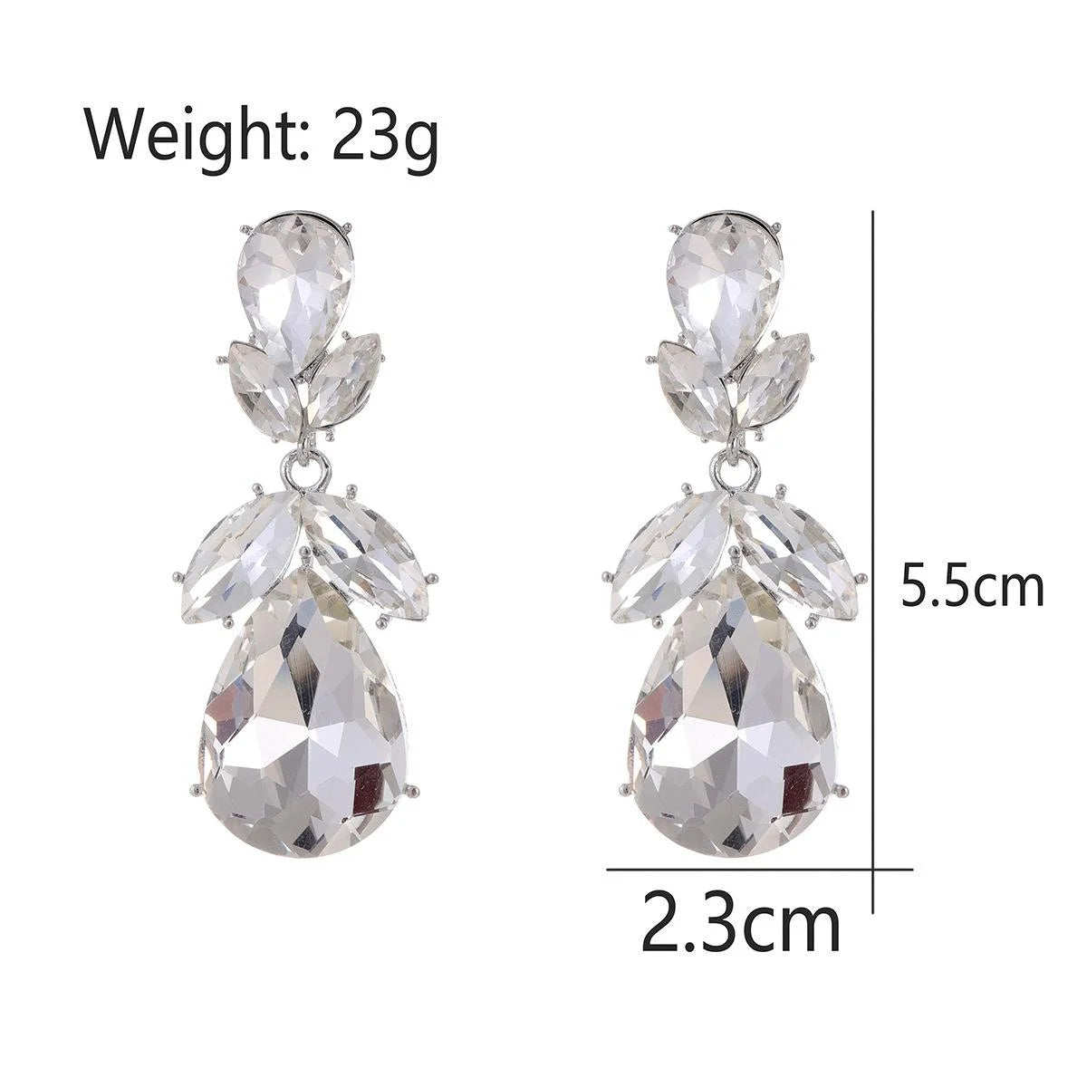 Luxury Vintage Gold Tone Alloy Champagne Crystal Teardrop Dangle Earrings For Bridal Wedding Party Gift