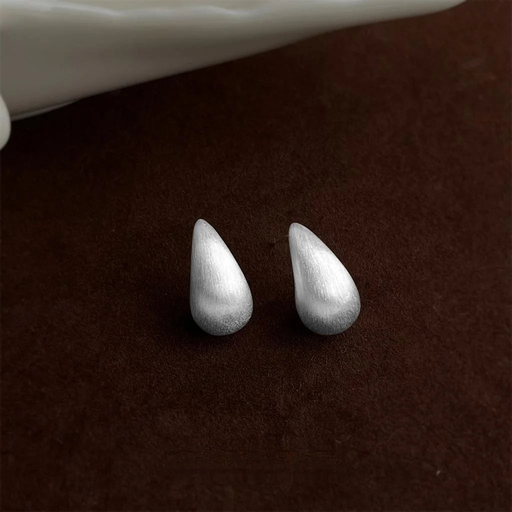 Brushed Matte Copper Teardrop Geometric Stud Earrings, Old Money Style