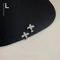 Micro Pave Zircon Mini Airplane Stud Earrings Copper Geometric Quirky Commuter Jewelry