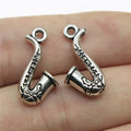22x11mm 1.7g Antique Silver Zinc Alloy Saxophone Charm Pendant for Music Theme DIY Jewelry Making