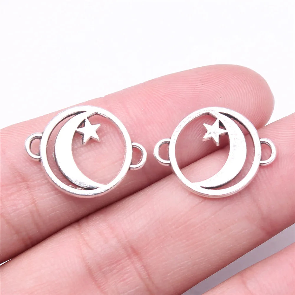 20x16mm 1.1g Zinc Alloy Moon Star Connector Charm Pendant for Necklace Bracelet DIY Jewelry