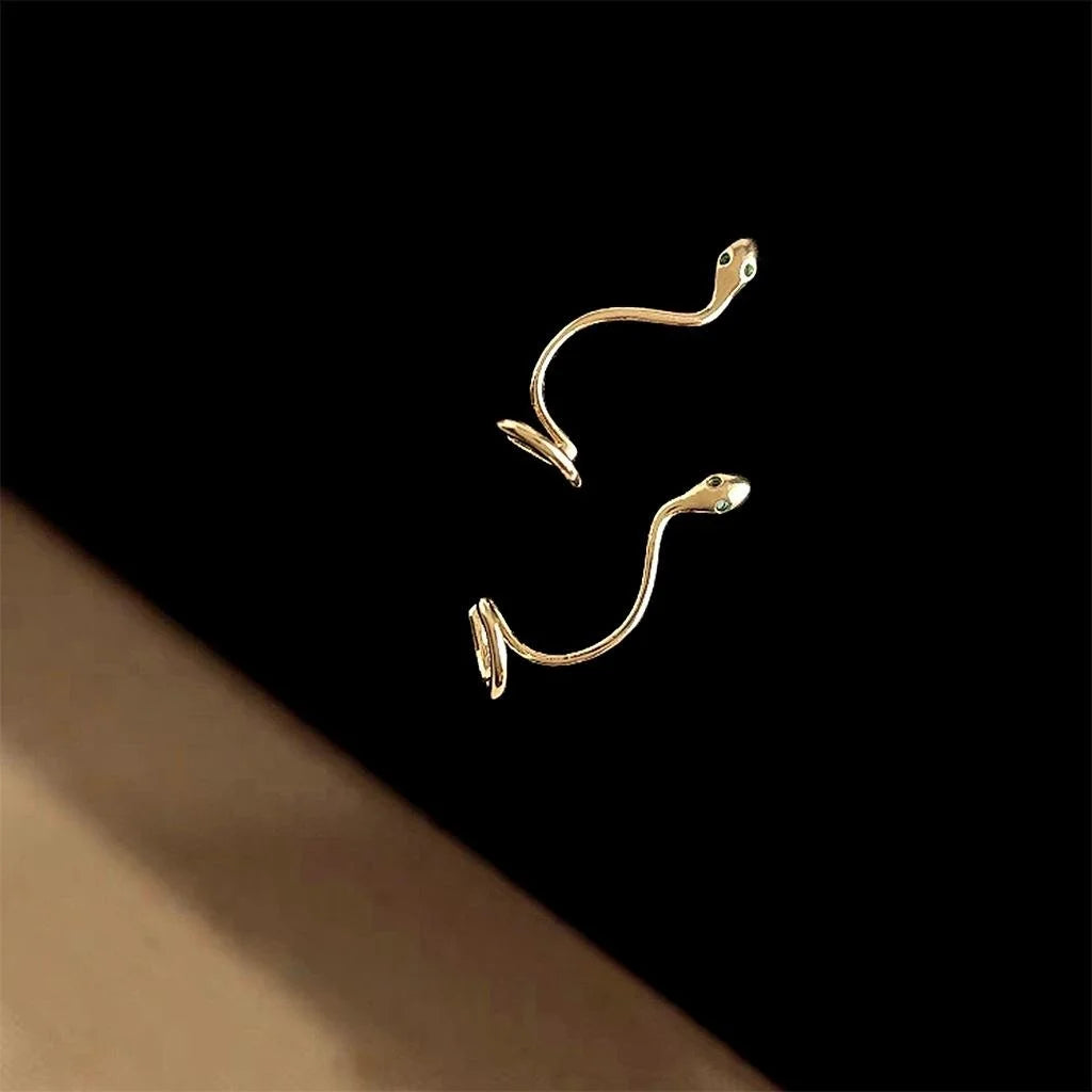 Minimalist Copper Snake Drop Earrings For Women, Niche Designer Animal Zodiac Jewelry