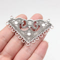 63x40mm 7g Antique Silver Zinc Alloy Triangle Multi Hole Connector Charm for Necklace Making