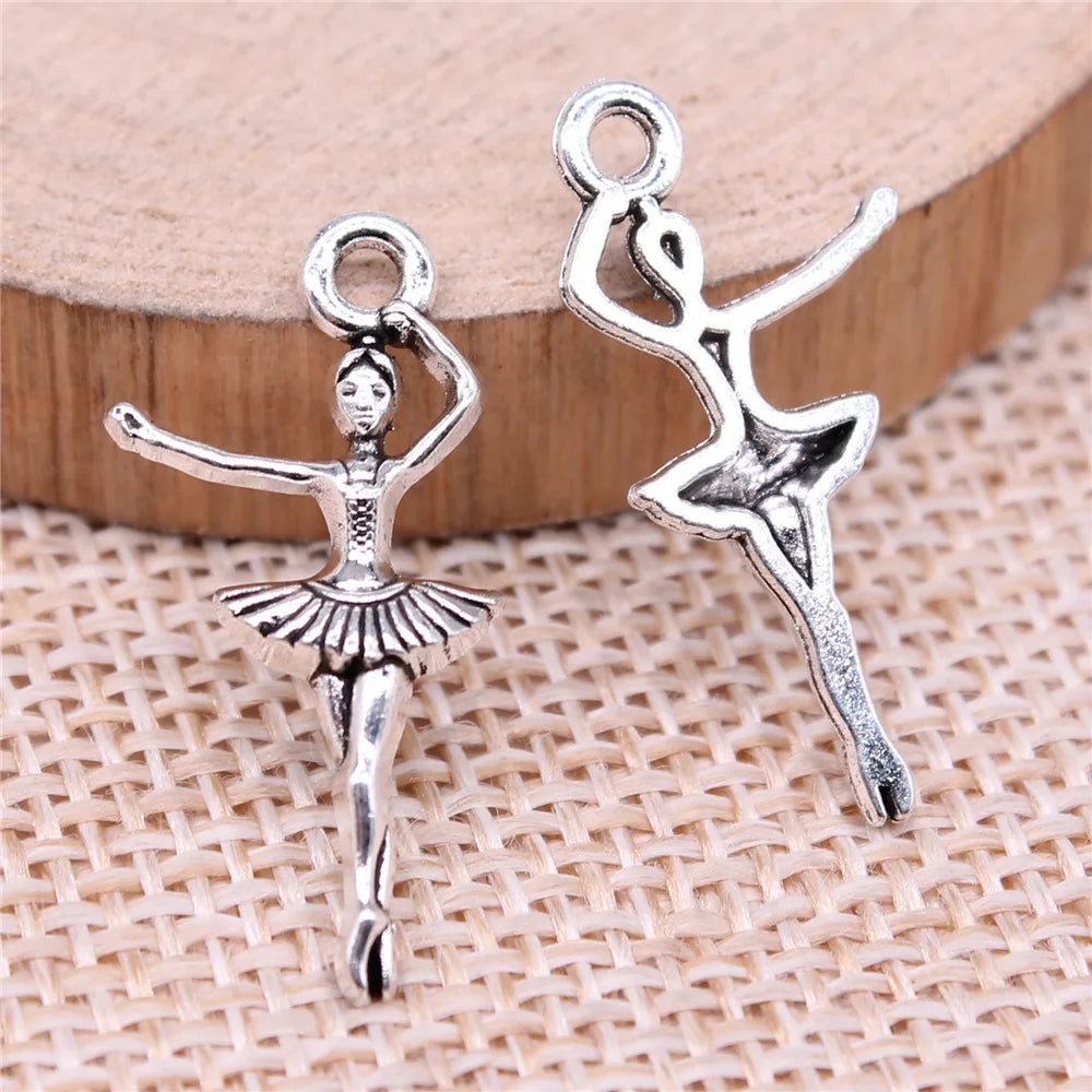 25x12mm 0.79g Multicolor Zinc Alloy Ballet Charm Pendant for DIY Dance Theme Jewelry Making
