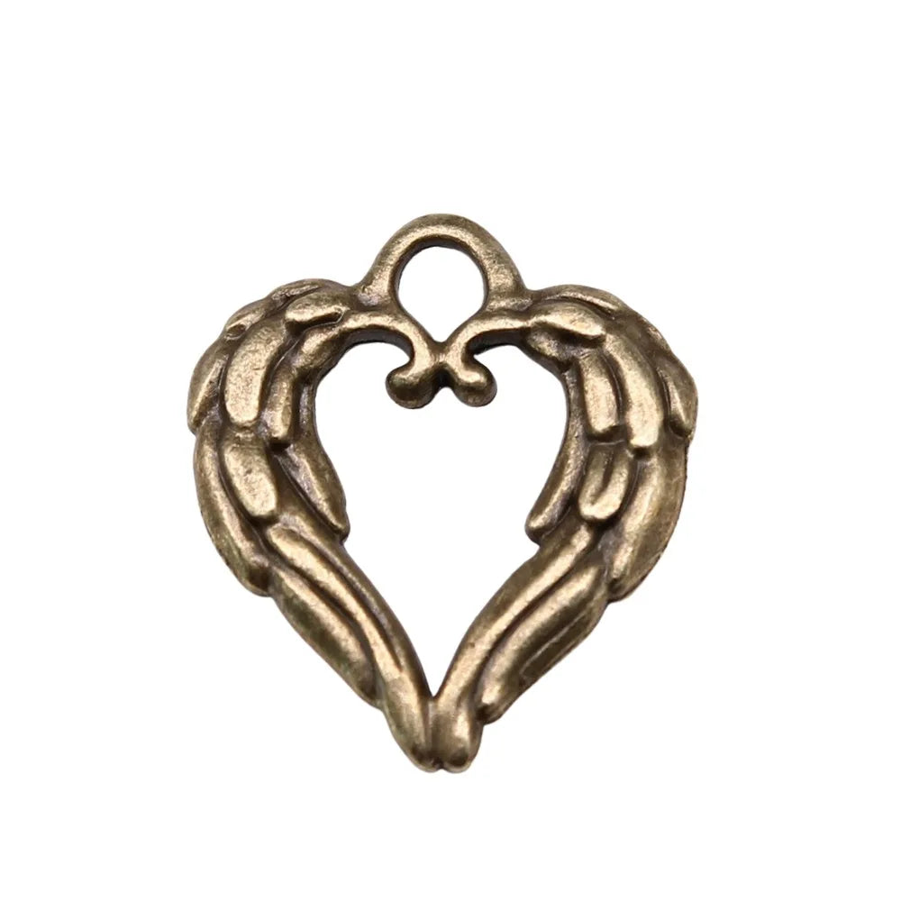 19x17mm 1.2g Multicolor Zinc Alloy Heart Wing charm pendant for necklace bracelet DIY jewelry making