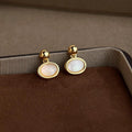 French Light Luxury 14K Gold Plated Copper Oval Stud Earrings For Women