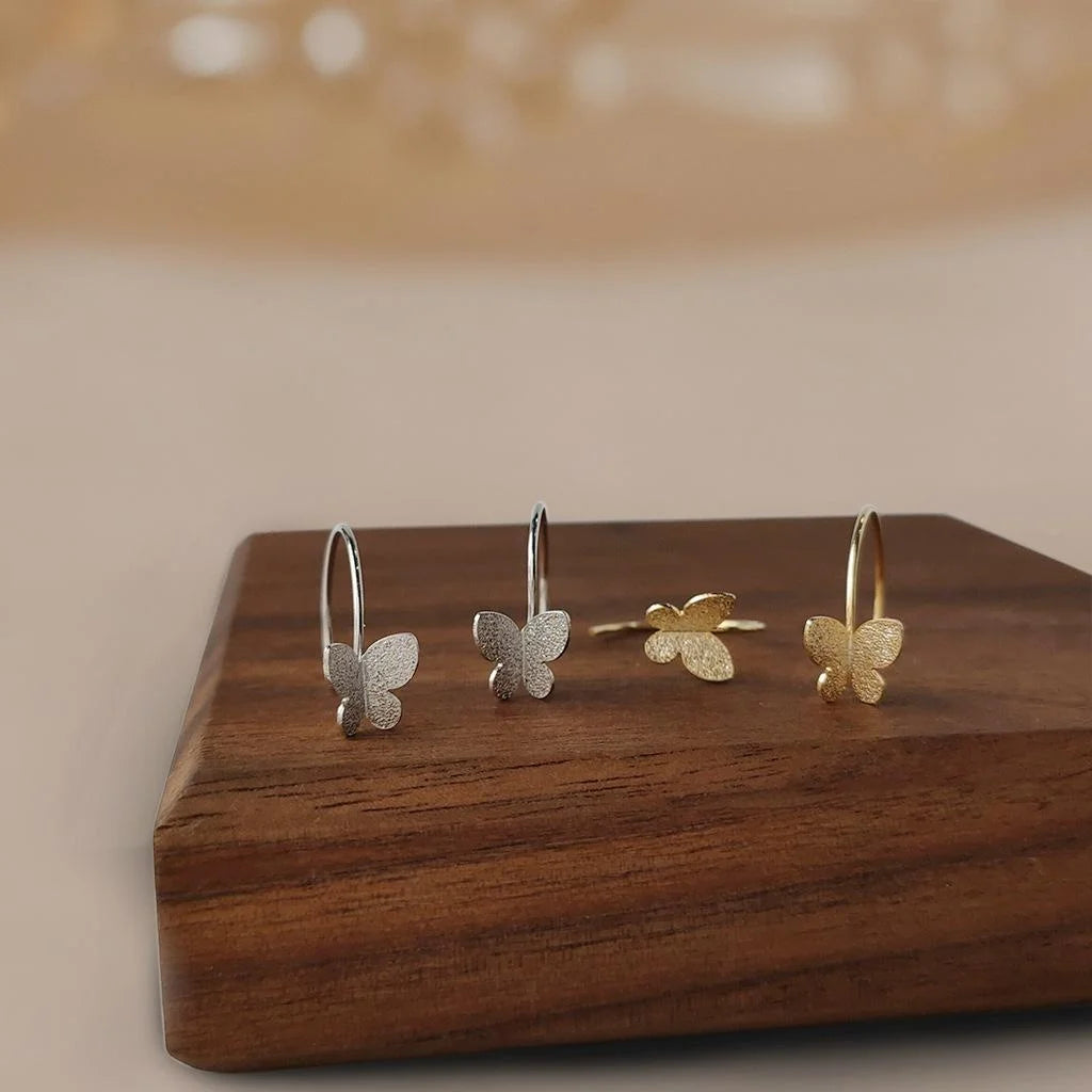 14K Gold Plated Copper Butterfly Drop Earrings Minimalist Daily Style