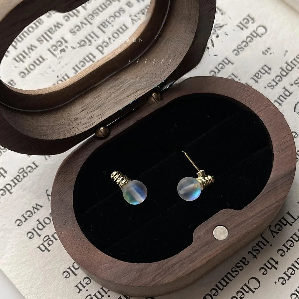 Creative Mini Light Bulb Glass Crystal Stud Earrings For Women Sweet Style Geometric Jewelry