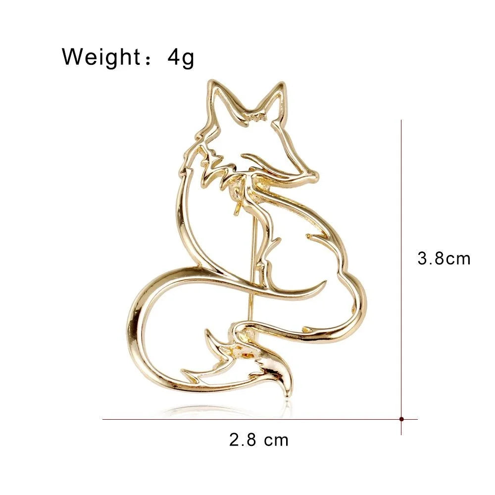 Elegant Hollow Fox Alloy Brooch For Women, Minimalist Gold Lapel Pin Corsage Suit Sweater Accessory Gift