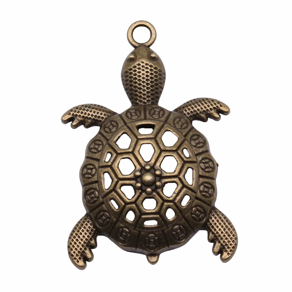 55x37mm 8.4g Multicolor Zinc Alloy Sea Turtle Charm Pendant for DIY Ocean Theme Jewelry Making