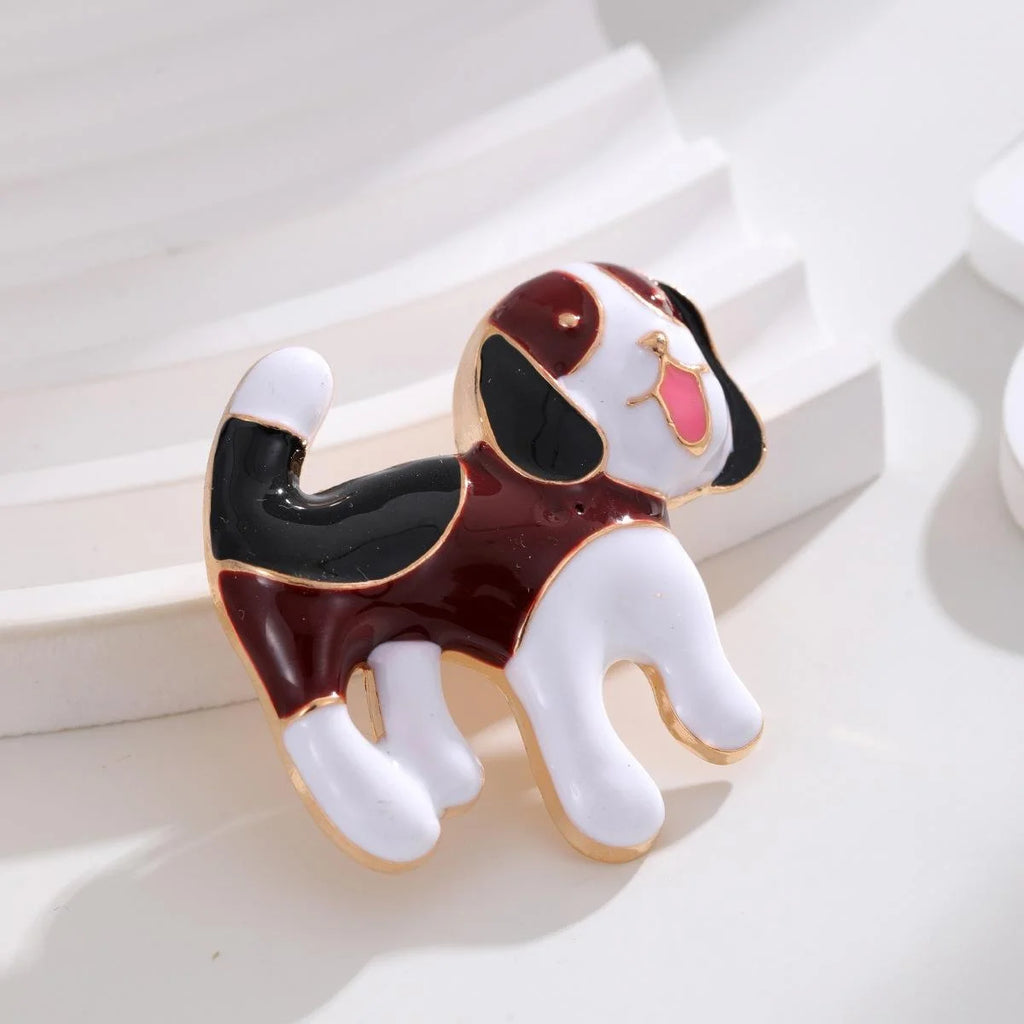Cute Cartoon Puppy Enamel Alloy Brooch, Animal Dog Lapel Pin Corsage For Women's Suit Accessory Gift