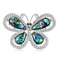 Elegant Butterfly Mother Of Pearl Rhinestone Brooch, Luxury Abalone Shell Lapel Pin Corsage Suit Accessory