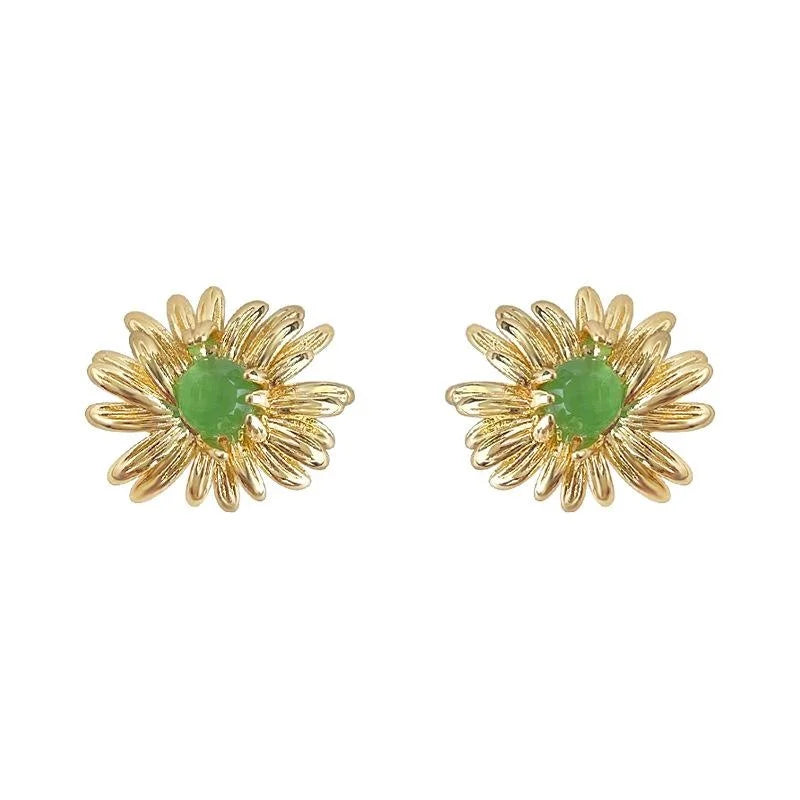 Old Money Style Eco Copper Silver Plated 3D Daisy Flower Stud Earrings Designer Gift Jewelry