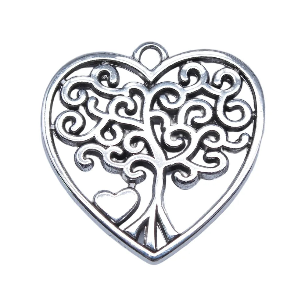 30x30mm 6g Antique Silver Zinc Alloy Heart Tree Charm Pendant for DIY Necklace Jewelry Making