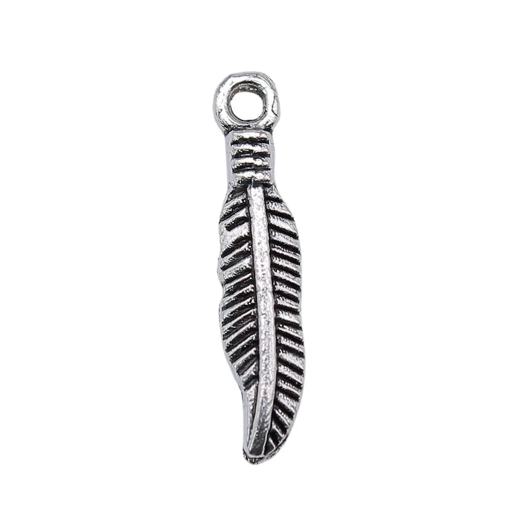 19x4mm 0.4g Antique Silver Zinc Alloy Leaf Charm Pendant for DIY Necklace Bracelet Making
