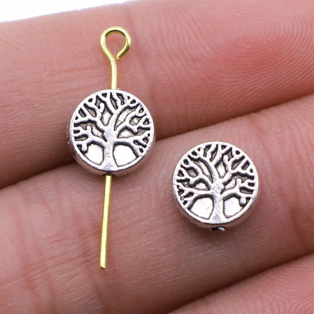 9x9x3mm 1g Multicolor Zinc Alloy Round Tree Loose Metal Beads for Bracelet Necklace Making