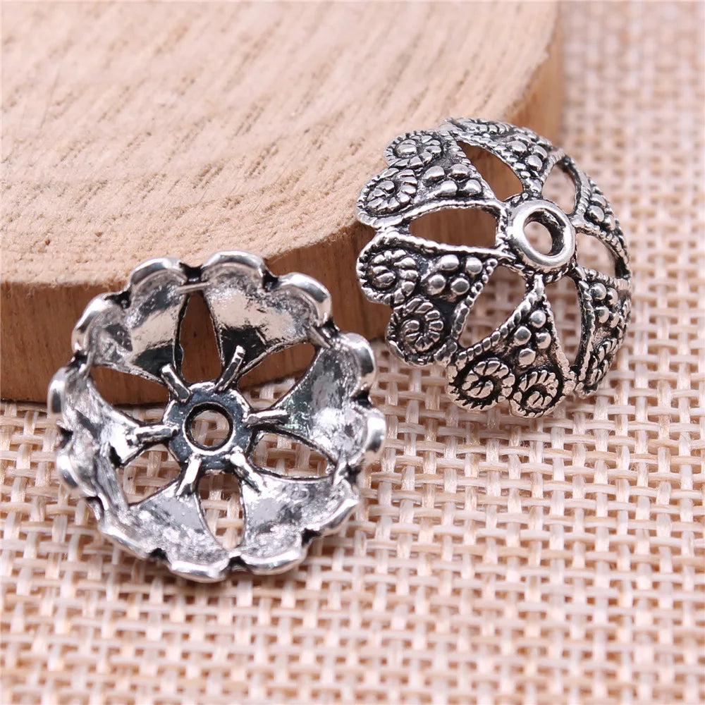 19x19x6mm 1.8g Multi-Color Zinc Alloy Large Flower Bead Caps for DIY Bracelet Necklace Jewelry Making