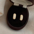Minimalist Geometric Zircon Copper Stud Earrings, Dainty Modern Daily Jewelry for Women