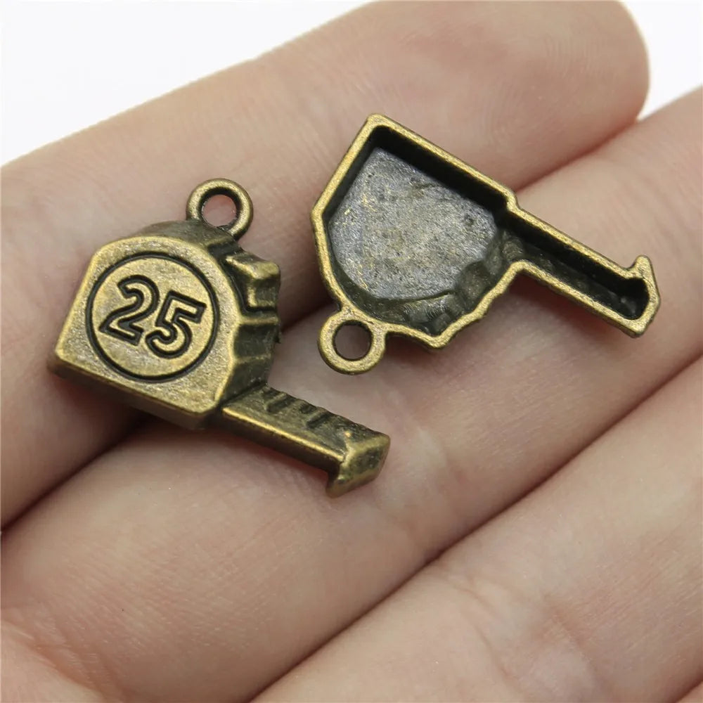 23x16mm 1.9g Multicolor Zinc Alloy Measuring Tape Charm Pendant for DIY Bracelet Necklace Making