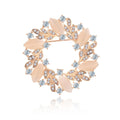 Elegant Rhinestone Leaf Wreath Brooch, Rose Gold Alloy Floral Lapel Pin Corsage Suit Accessory Gift