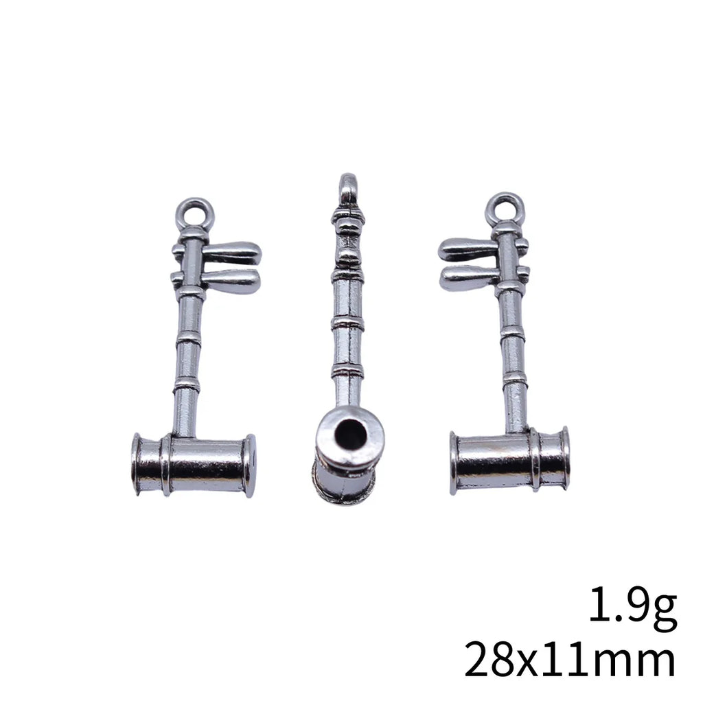 28x11mm 1.9g Antique Silver Zinc Alloy Erhu Musical Instrument Charm Pendant for DIY Jewelry Making