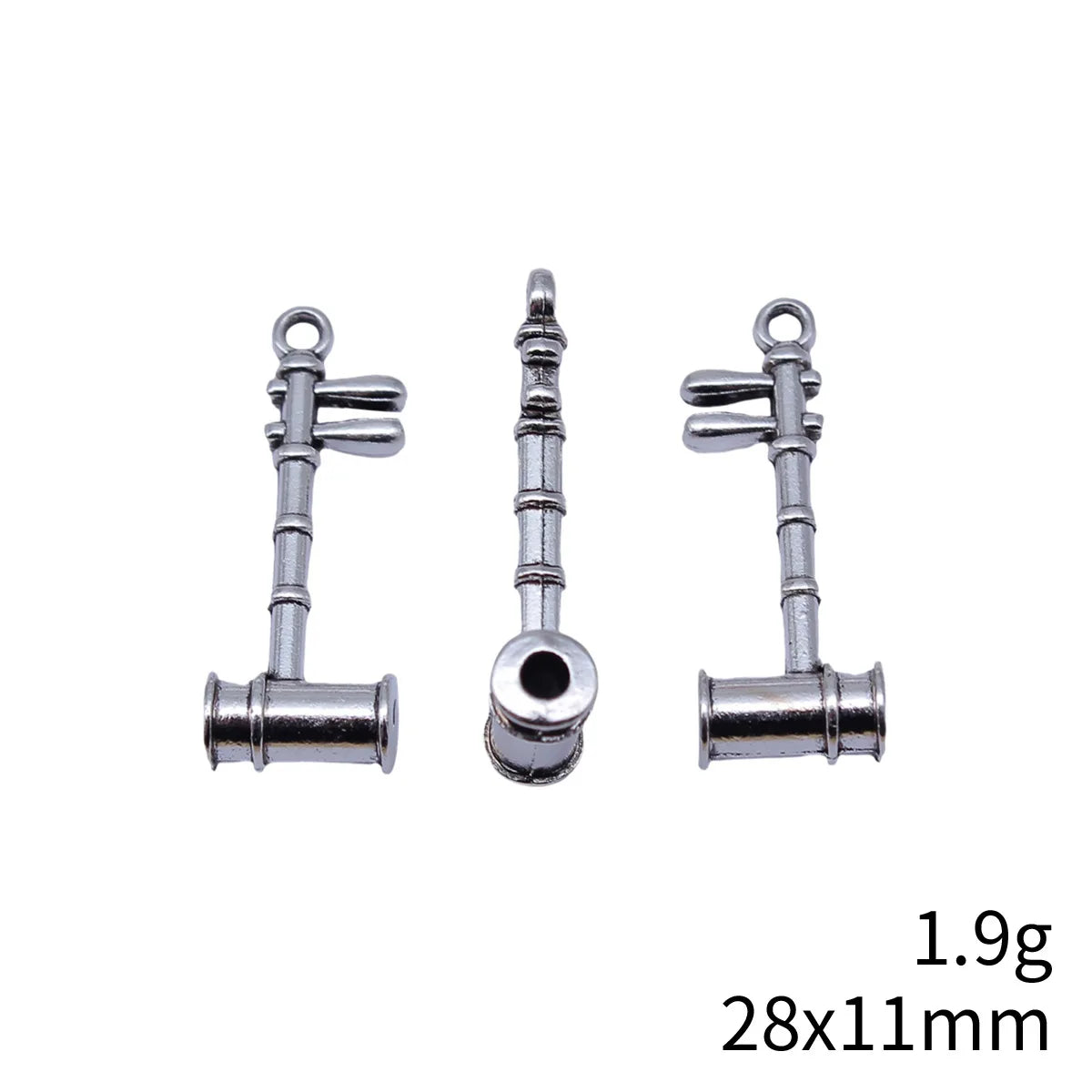 28x11mm 1.9g Antique Silver Zinc Alloy Erhu Musical Instrument Charm Pendant for DIY Jewelry Making