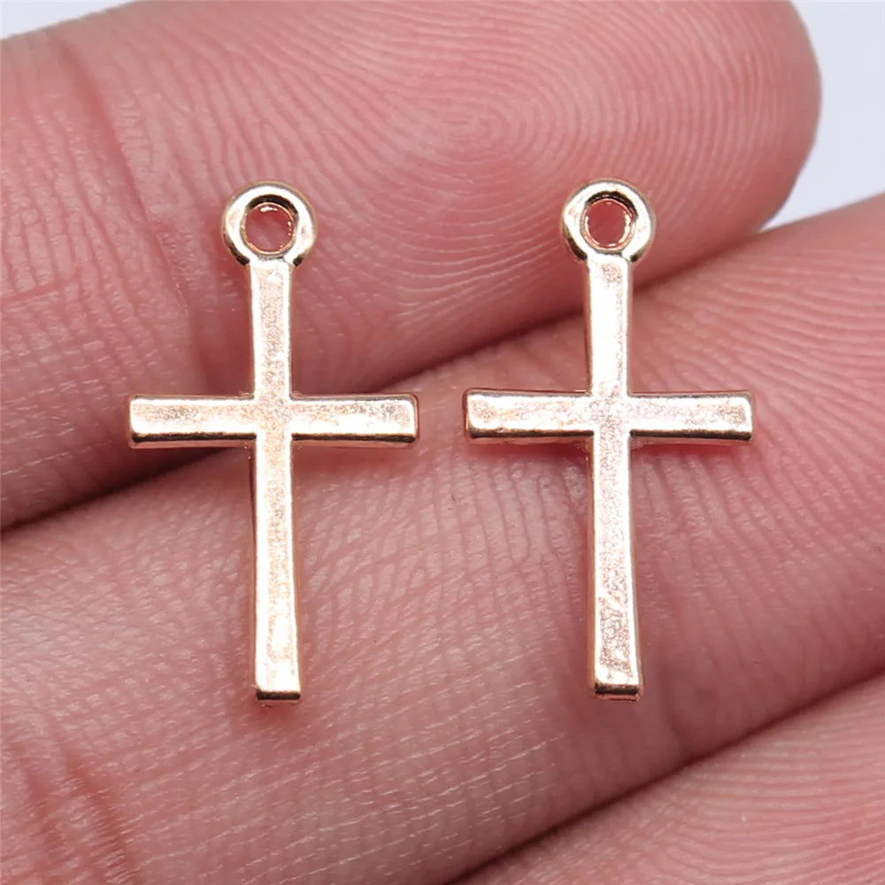 10x18mm 0.4g Multicolor Zinc Alloy Cross Charm Pendant for DIY Necklace Bracelet Jewelry Making