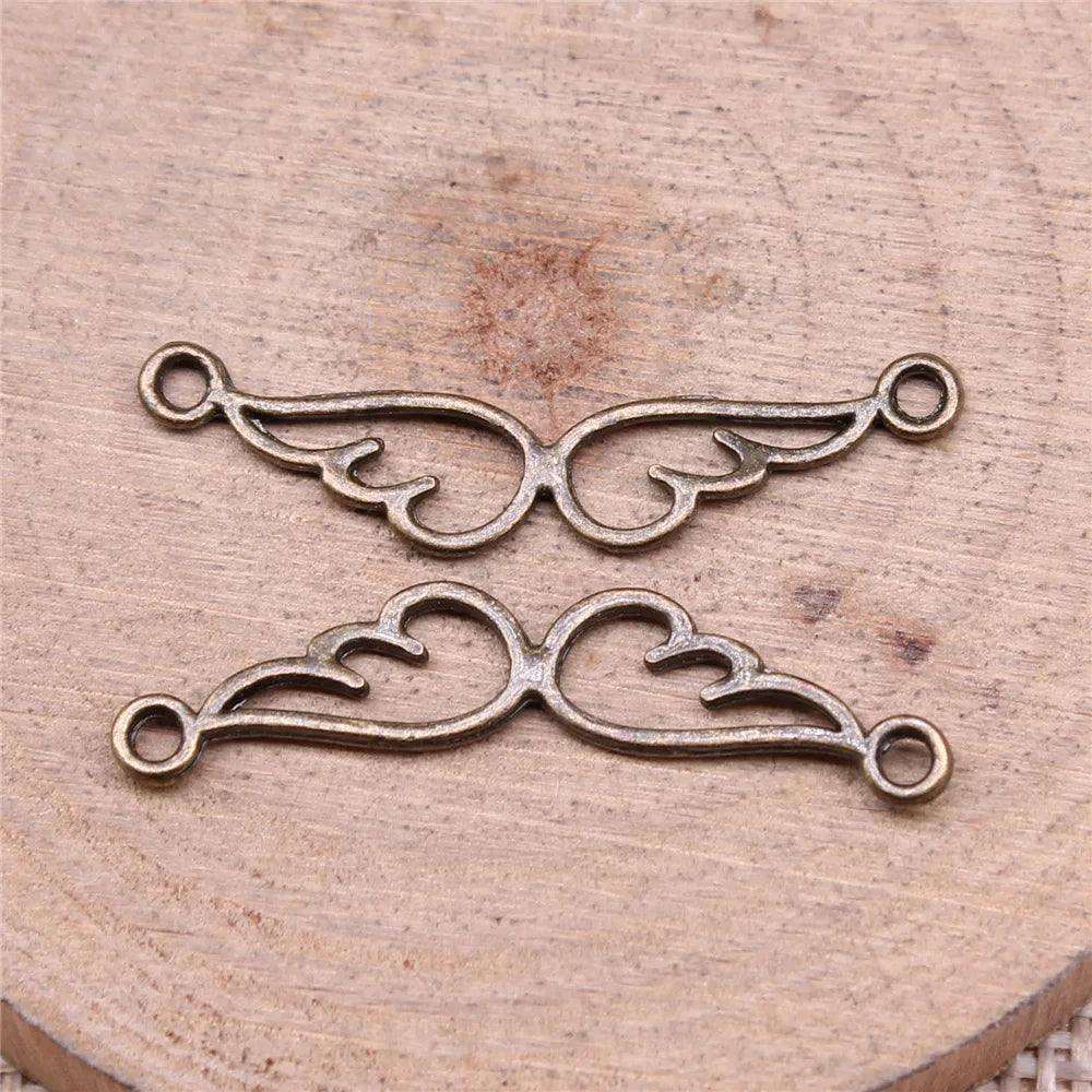 28x5mm 0.5g Multicolor Zinc Alloy Angel Wing Connector Charm for DIY Bracelet Necklace Making