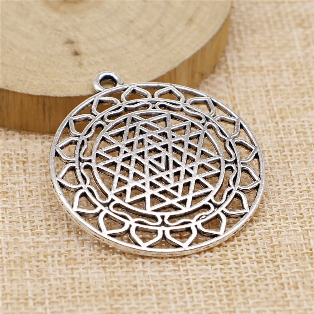 44x40mm 8g Multicolor Zinc Alloy Sri Yantra Charm Pendant for DIY Bracelet Necklace Making