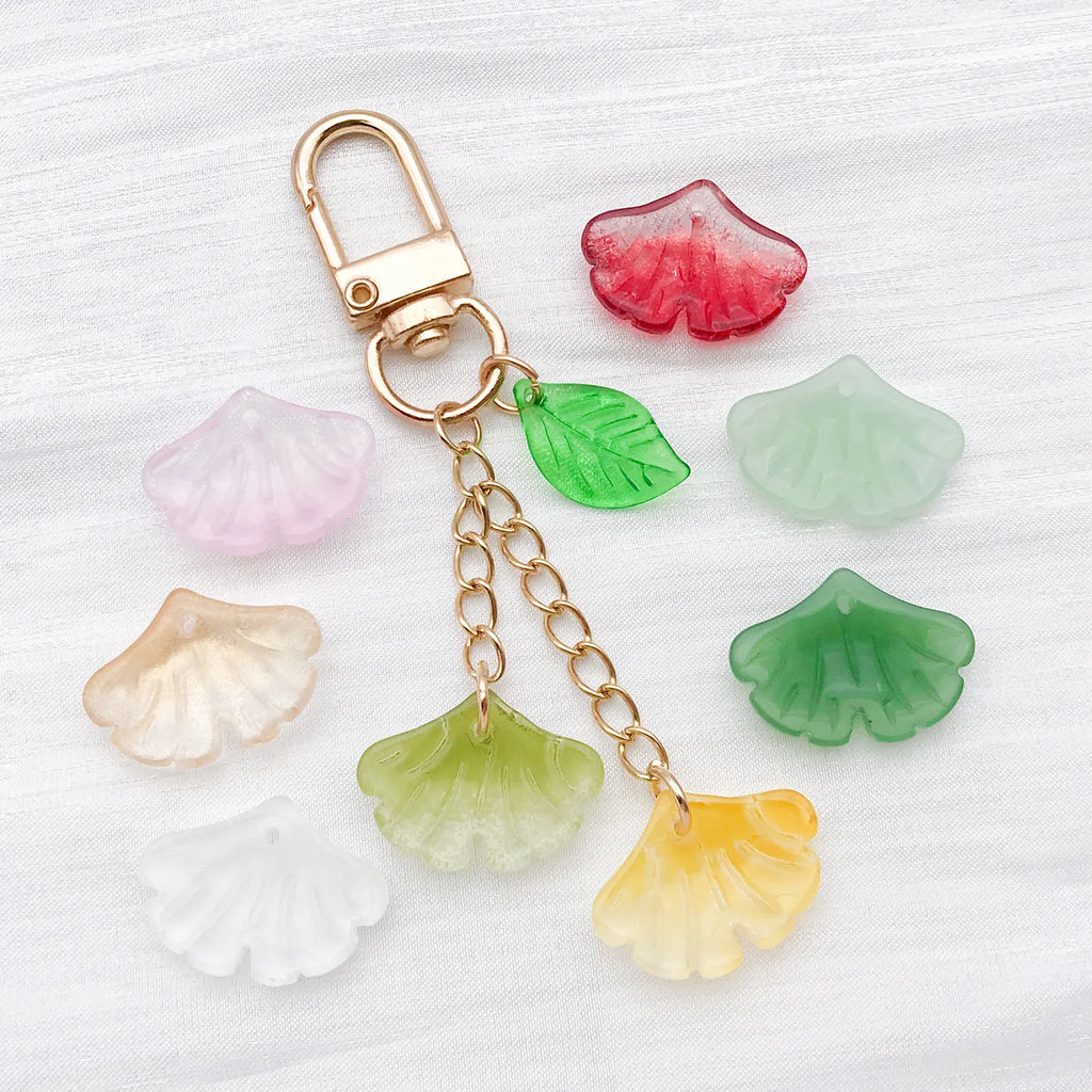 Glass Ginkgo Leaf Drilled Charm Pendant Beads for Hairpin Necklace Jewelry Making