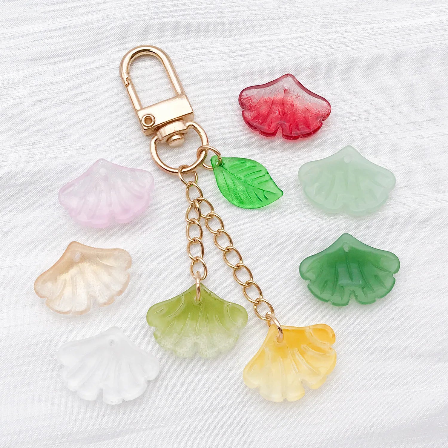 Glass Ginkgo Leaf Drilled Charm Pendant Beads for Hairpin Necklace Jewelry Making