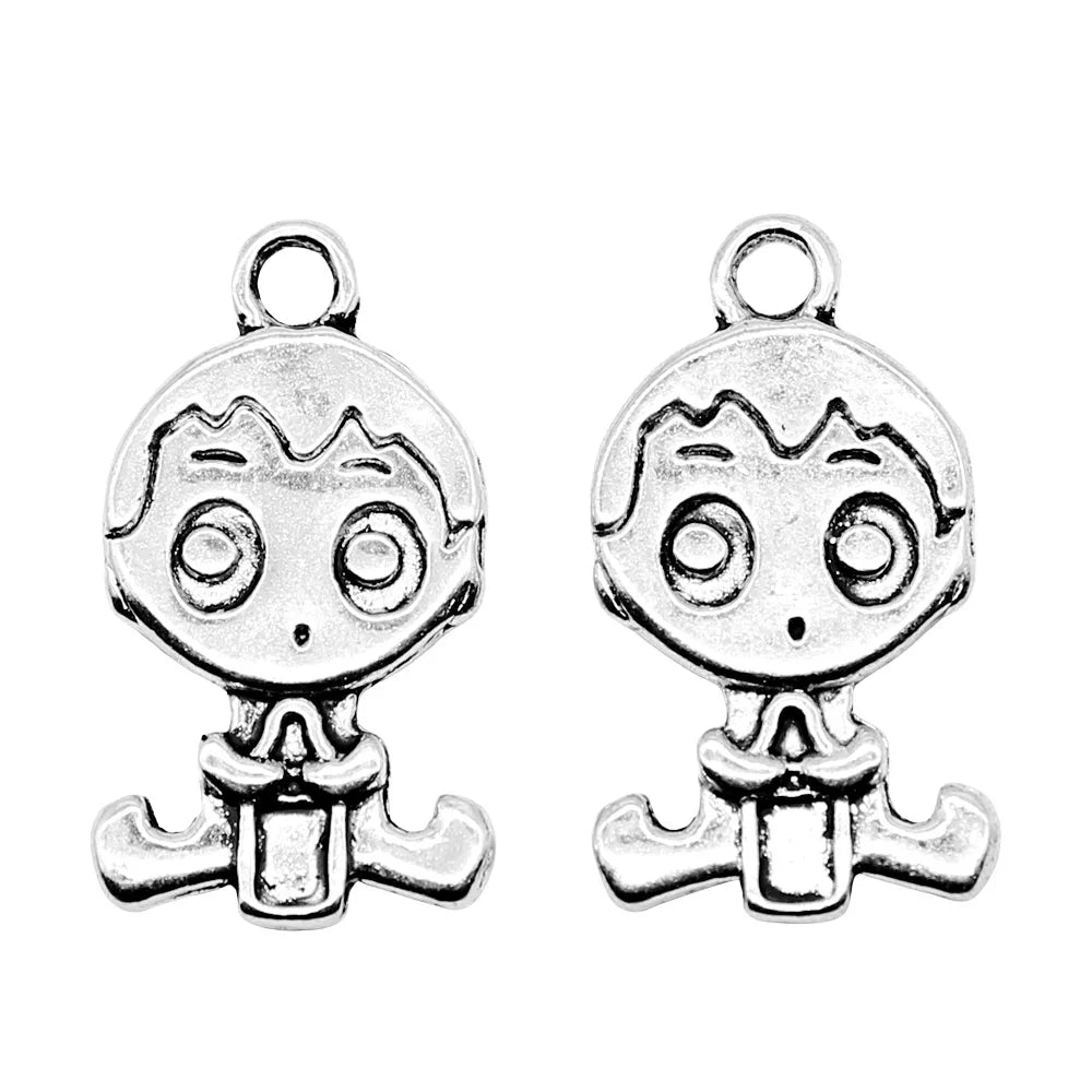24x13mm 3.1g Antique Silver Zinc Alloy Baby Bottle Boy Double Sided Charm Pendant for DIY Baby Shower Jewelry Making