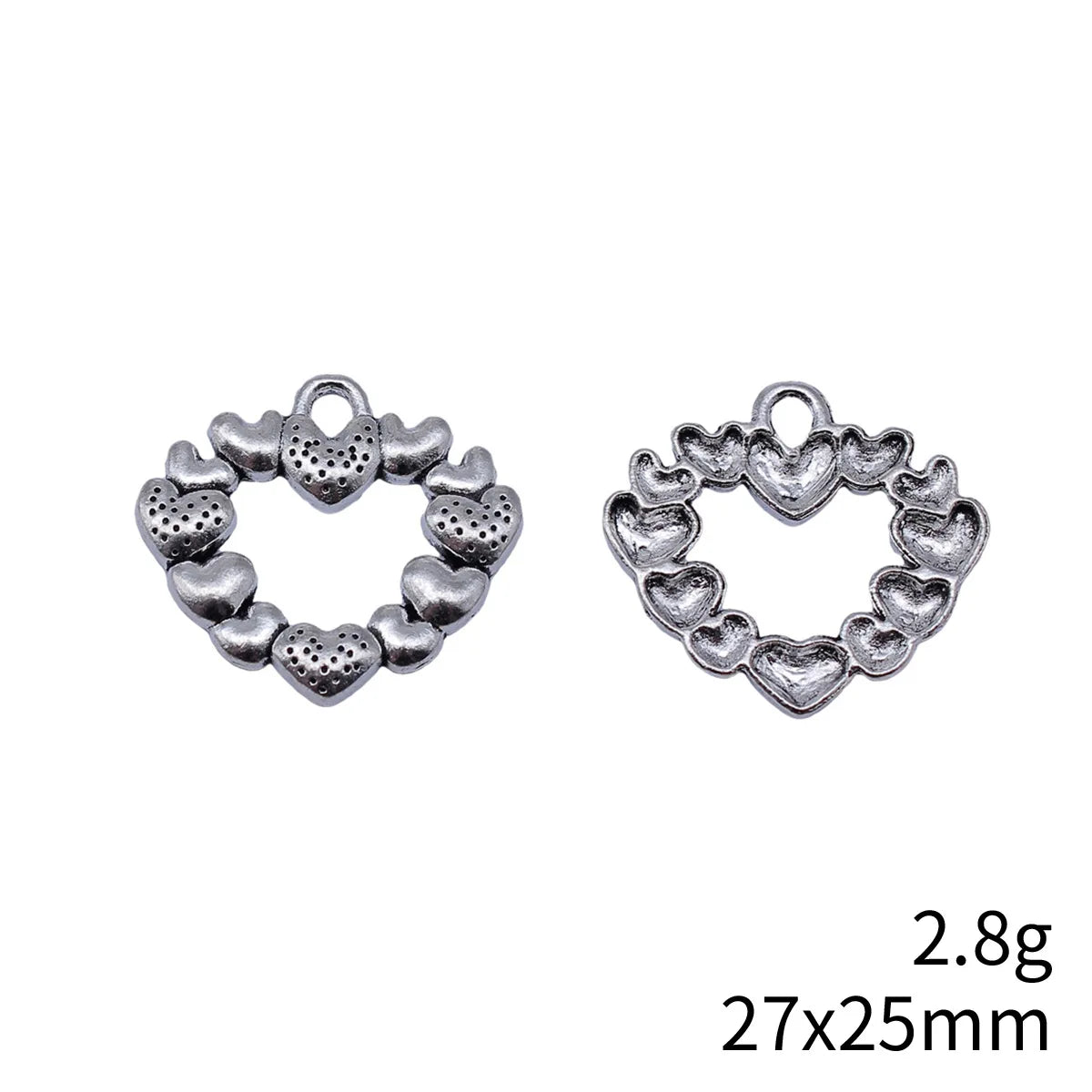 27x25mm 2.8g Antique Silver Zinc Alloy Heart Charm Pendant for DIY Necklace Bracelet Jewelry Making
