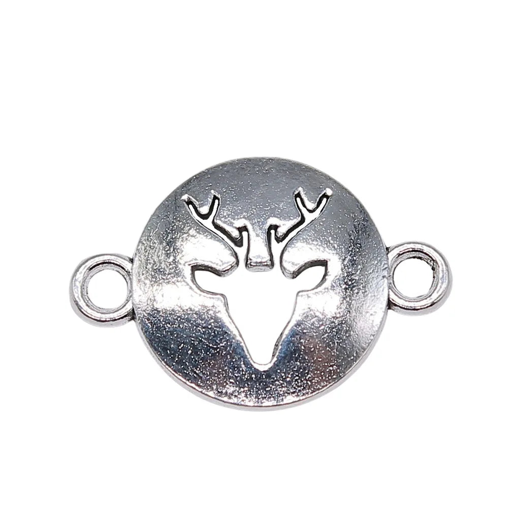 23x16mm 1.4g Antique Silver Zinc Alloy Deer Head Connector Charm for DIY Necklace Bracelet Jewelry Making