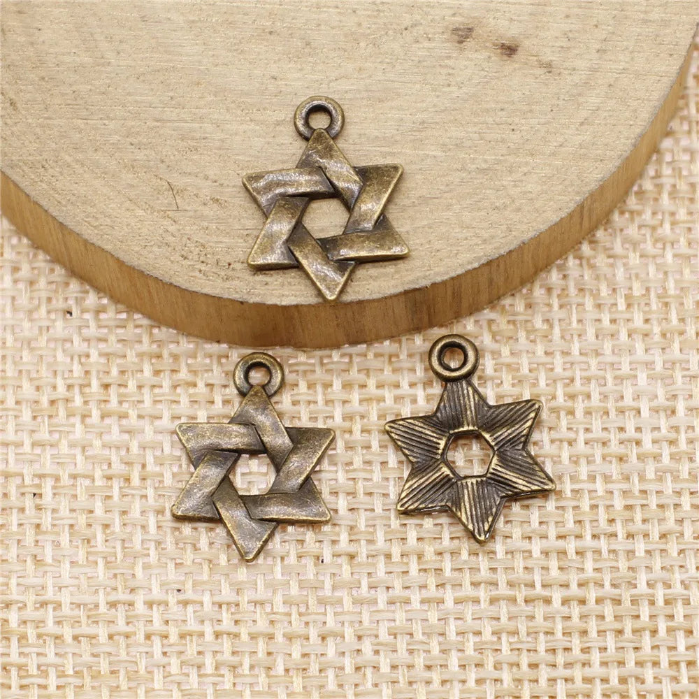 17x14mm 0.8g Multi-Color Zinc Alloy Star of David Charm Pendant for DIY Bracelet Necklace Making