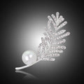 Elegant Pearl Rhinestone Leaf Brooch For Women, Copper Alloy Zircon Lapel Pin Corsage Suit Accessory Gift