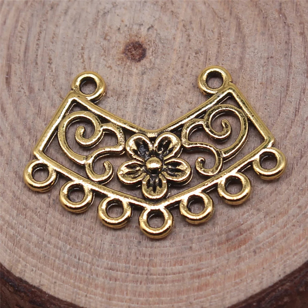 26x18mm 1.3g Multi Color Zinc Alloy Flower Earring Connector Charms for DIY Handmade Jewelry Making