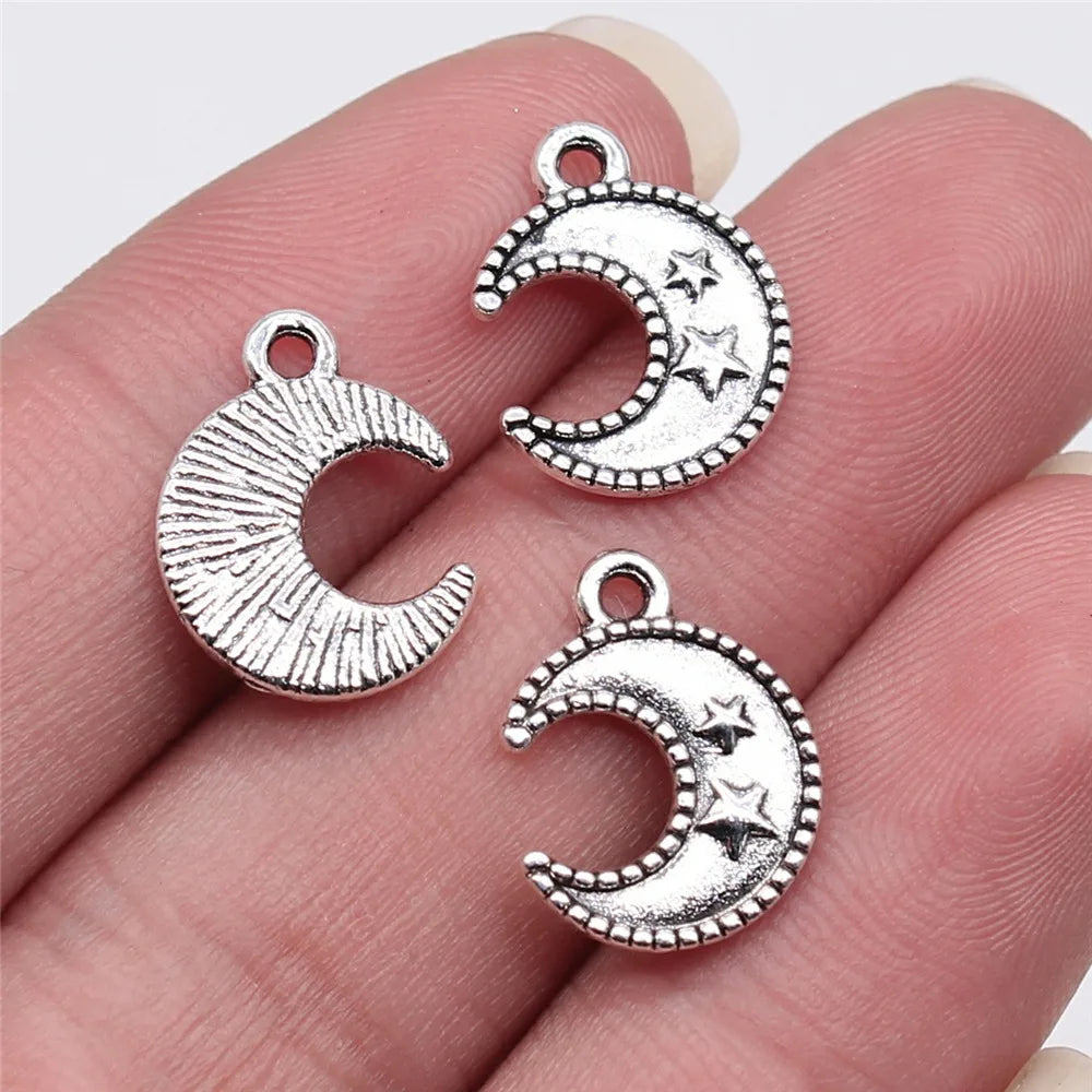 15x12mm 0.8g Multicolor Zinc Alloy Moon Star Charm Pendant for DIY Necklace Bracelet Making