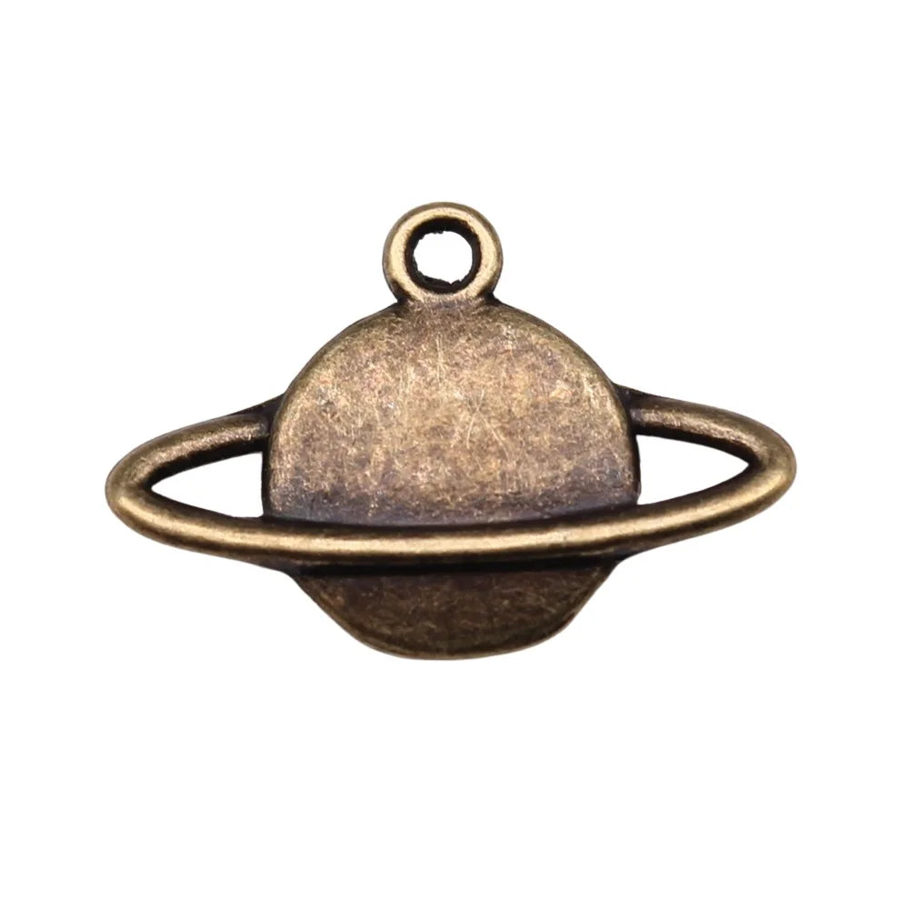 22x15mm 1.6g Multicolor Zinc Alloy Saturn Planet Solar System Charm Pendant for DIY Necklace Making