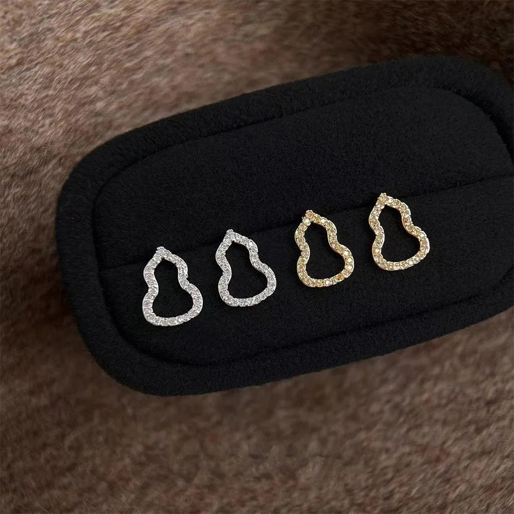 Light Luxury Micro Pave Zircon Copper Gourd Stud Earrings For Women Minimalist Geometric Jewelry