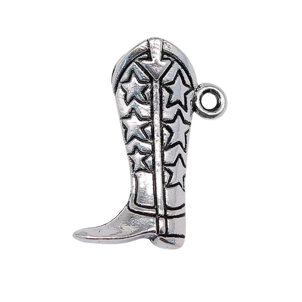 26x20x8mm 3.6g Zinc Alloy Star Tall Boot Shoe Charm Pendant for DIY Bracelet Necklace Accessories