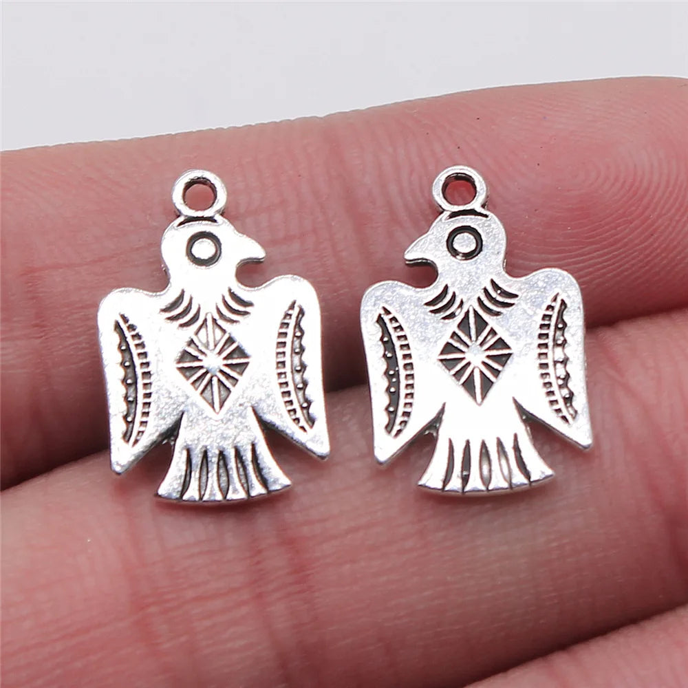 12x19mm 1g Antique Silver Zinc Alloy Thunderbird Bird Charm Pendant for Bracelet Necklace DIY Making