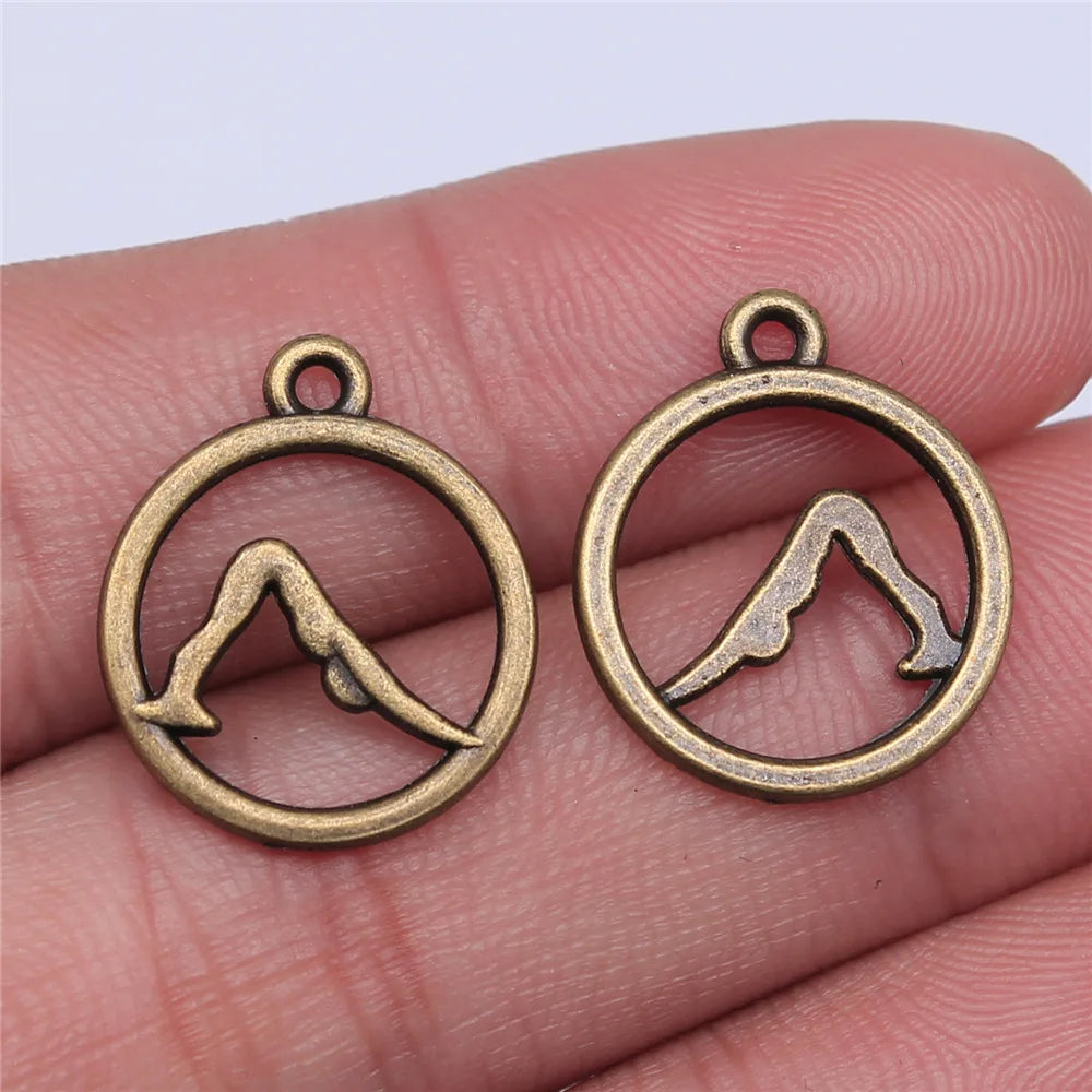 19x16mm 1g Multicolor Zinc Alloy Yoga Charm Pendant for DIY Necklace Bracelet Making