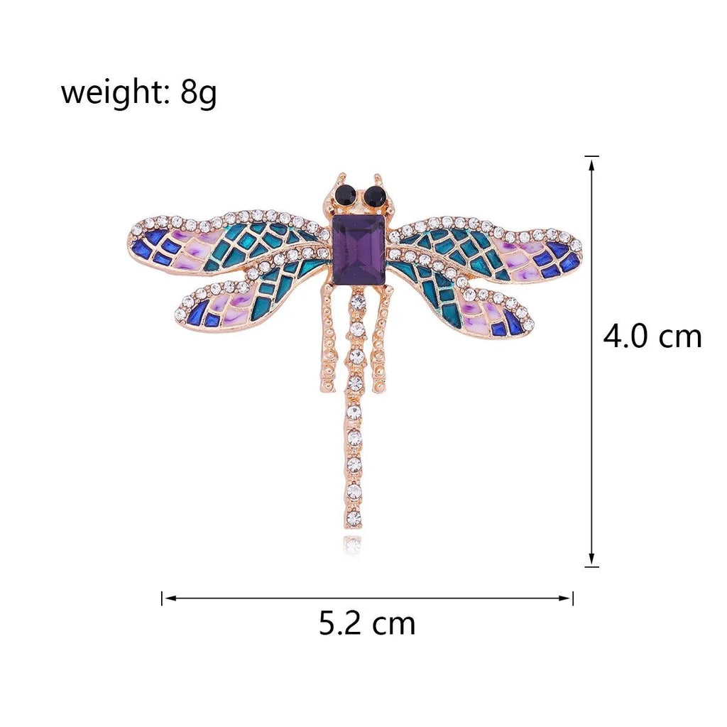 Elegant Dragonfly Brooch With Rhinestone And Enamel Wings, Alloy Lapel Pin Corsage For Women's Suit Gift