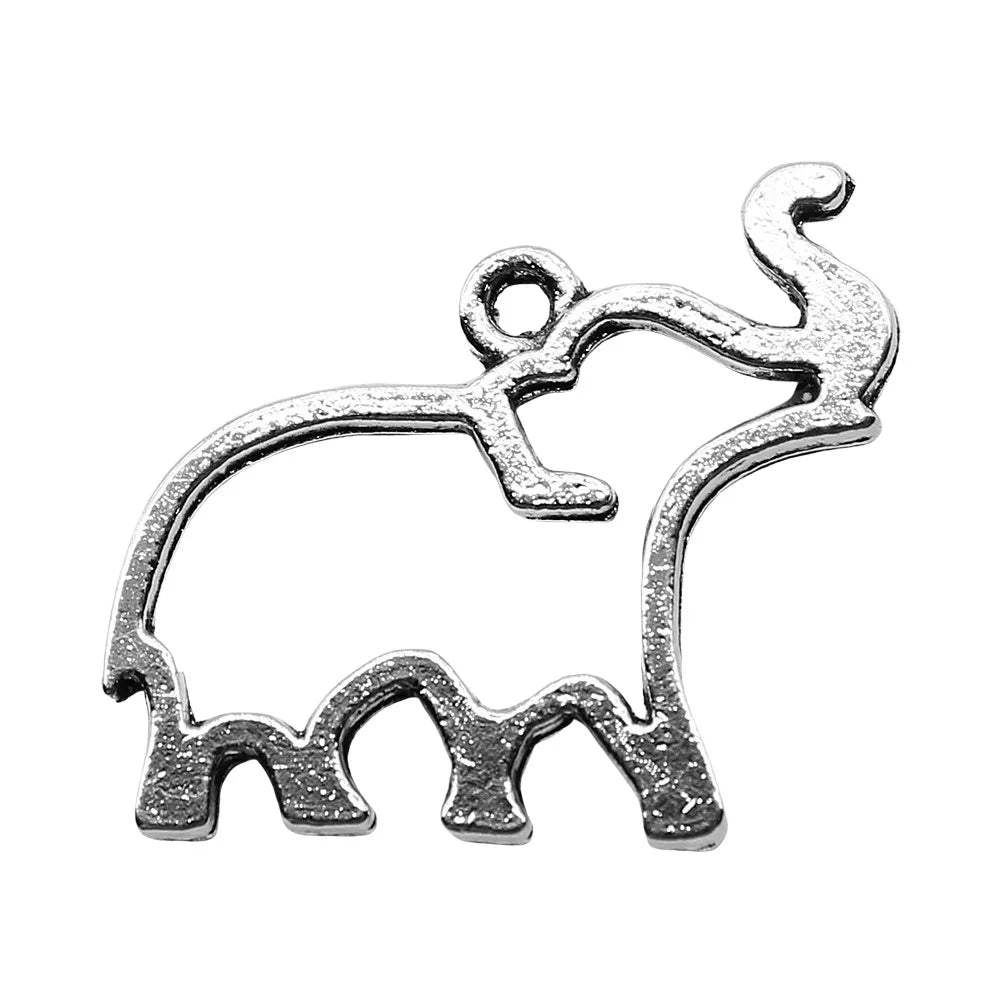 19x25mm 2g Multicolor Zinc Alloy Hollow Elephant Charm Pendant for DIY Necklace Making