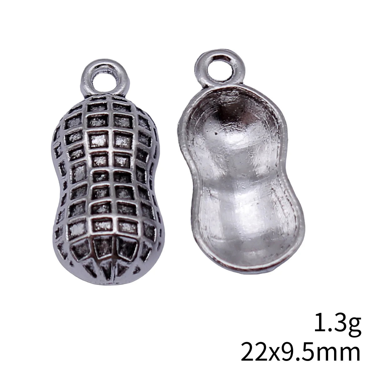 22x9.5mm 1.3g Antique Silver Zinc Alloy Peanut Charm Pendant for DIY Bracelet Necklace Making